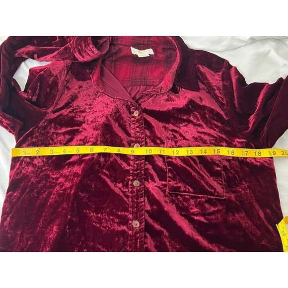 Maeve By Anthropologie Wine Red Button Down Velvet Shirt Size 6 - Picture 13 of 15